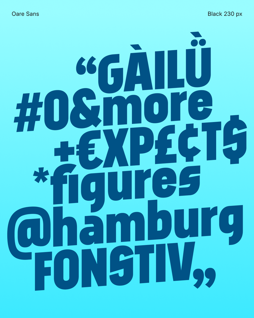 Poster showing the font in Black 230 px