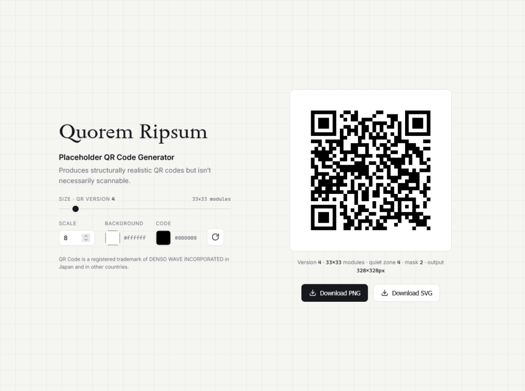 Screenshto of Quorem Ripsum.